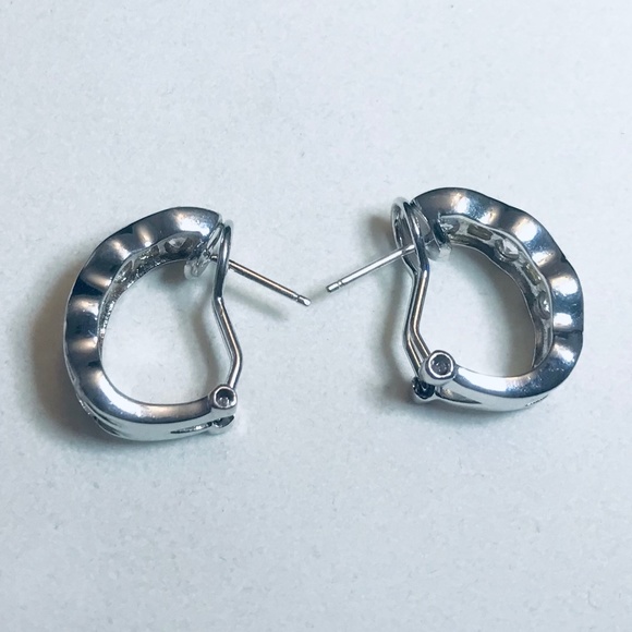 Vintage Ivana Trump Sterling Silver & CZ Huggie Earrings - Picture 6 of 13